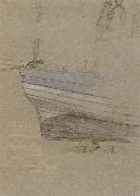 Joseph E.Southall Study of the Stern of a Fishing Boat oil on canvas